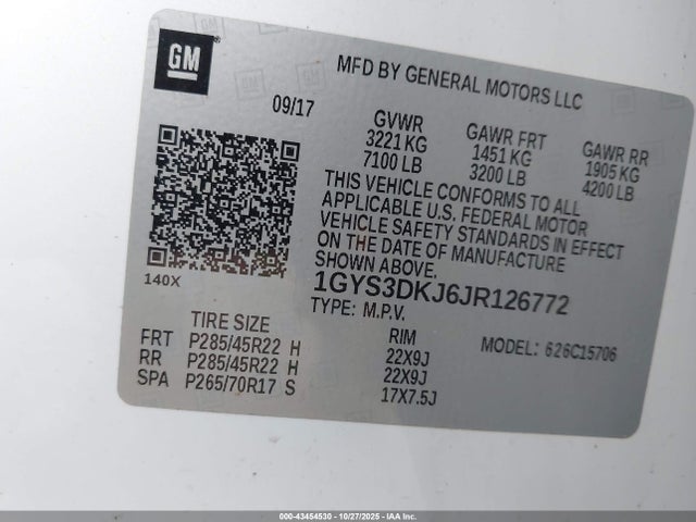 2018 CADILLAC ESCALADE 1GYS3DKJ6JR126772 Photo 8