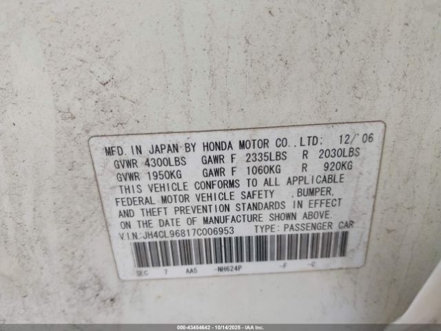 2007 ACURA TSX JH4CL96817C006953 Photo 8