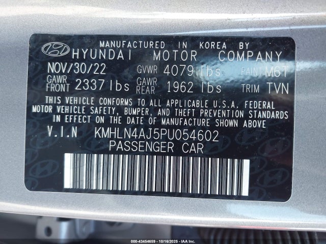 KMHLN4AJ5PU054602 Hyundai Elantra Hybrid Limited