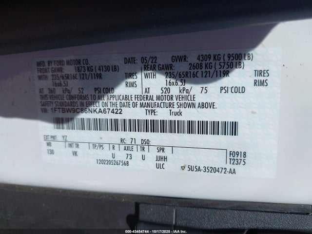 1FTBW9C86NKA67422 Ford Transit-350