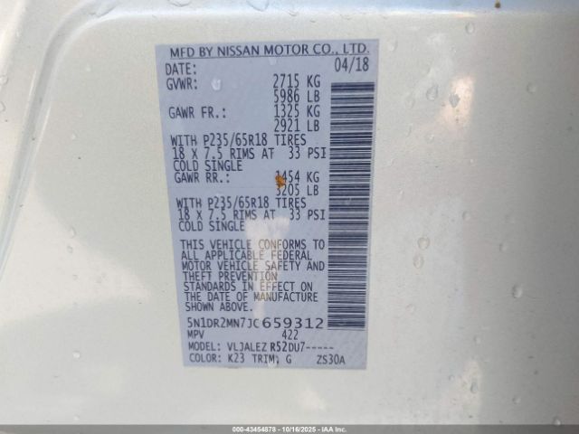 2018 NISSAN PATHFINDER 5N1DR2MN7JC659312 Photo 8