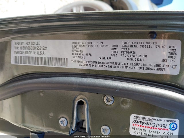RAM 1500 Classic 2021 1C6RR6GG5MS521221 Image 21
