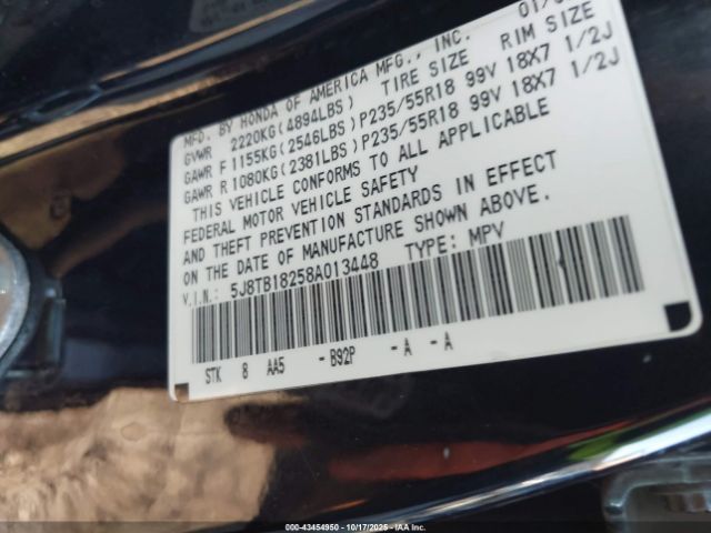 2008 ACURA RDX 5J8TB18258A013448 Photo 8