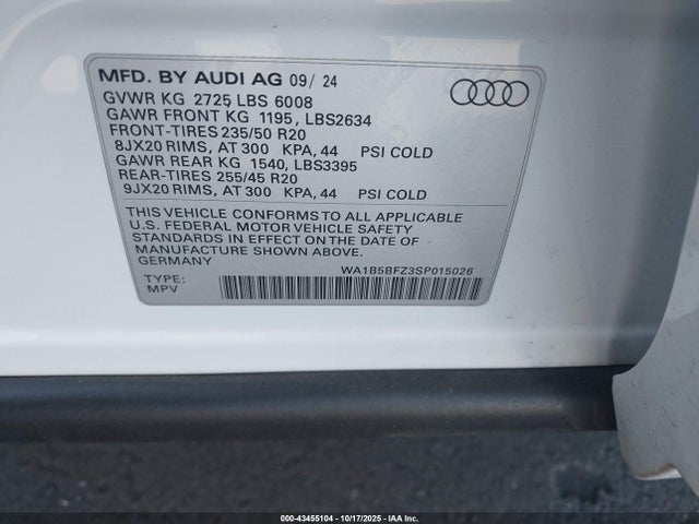 2025 AUDI Q4 E-TRON WA1B5BFZ3SP015026 Photo 8