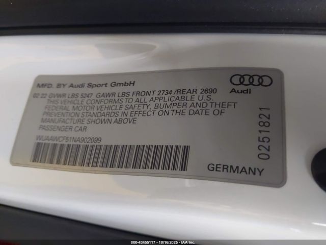 2022 AUDI RS 5 SPORTBACK WUAAWCF51NA902099 Photo 8
