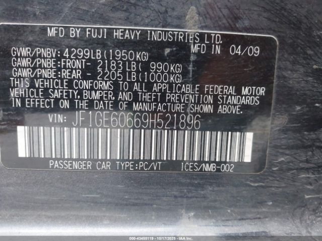 2009 SUBARU IMPREZA JF1GE60669H521896 Photo 8