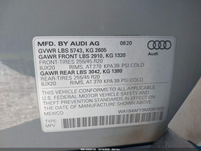 2021 AUDI SQ5 WA1B4AFY3M2001633 Photo 8