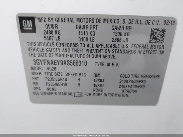 2010 CADILLAC SRX 3GYFNAEY9AS588310 Photo 8