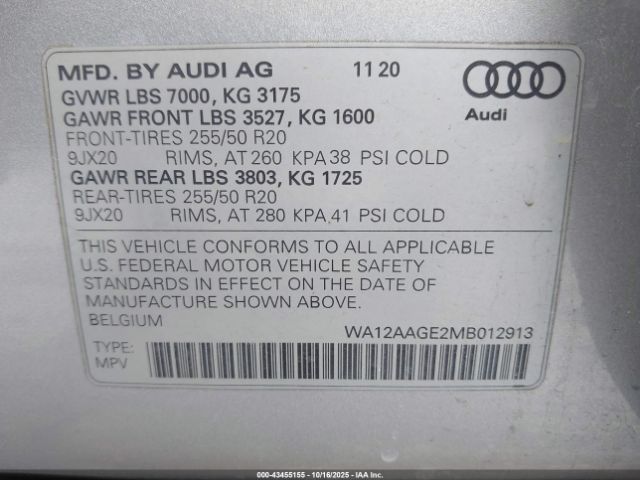 2021 AUDI E-TRON SPORTBACK WA12AAGE2MB012913 Photo 8