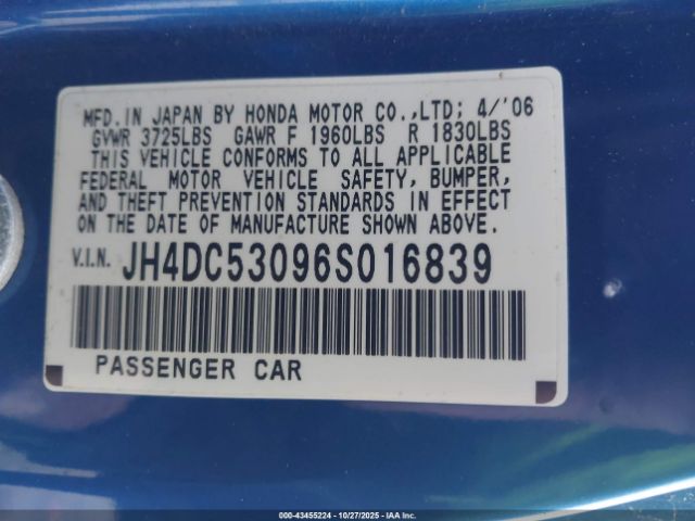 2006 ACURA RSX JH4DC53096S016839 Photo 8