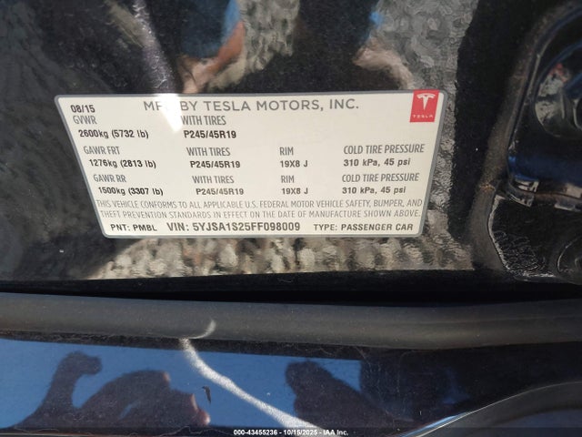 2015 TESLA MODEL S 5YJSA1S25FF098009 Photo 8