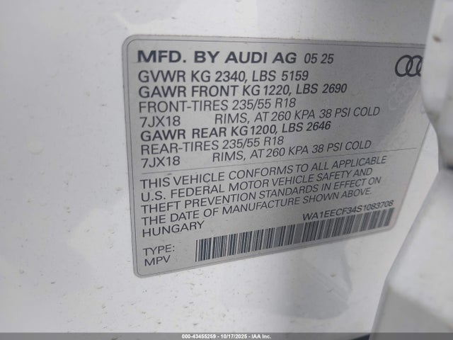 2025 AUDI Q3 WA1EECF34S1083708 Photo 8