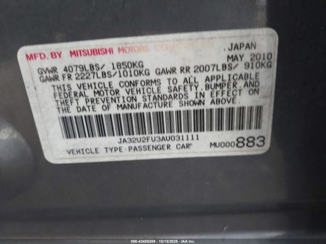2010 MITSUBISHI LANCER JA32U2FU3AU031111 Photo 8