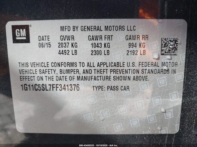 Chevrolet lkw 2015 1G11C5SL7FF341376 Image 9