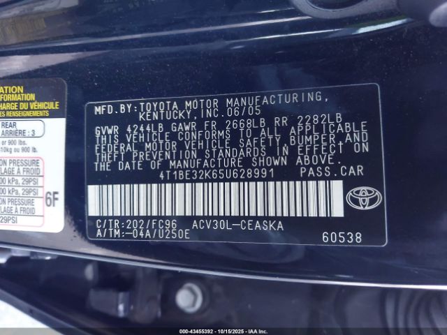 2005 TOYOTA CAMRY 4T1BE32K65U628991 Photo 8