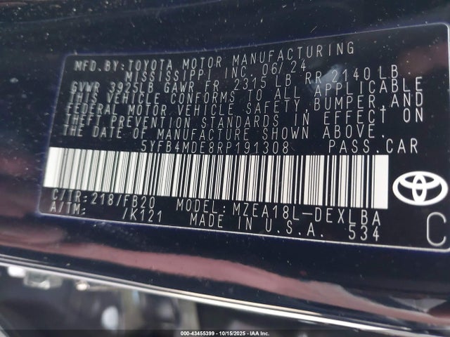 Toyota COROLLA LE 2024 5YFB4MDE8RP191308 Image 9