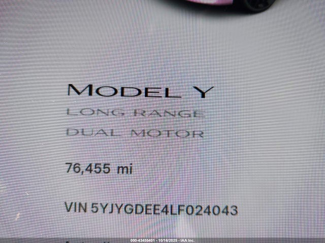 2020 TESLA MODEL Y 5YJYGDEE4LF024043 Photo 6