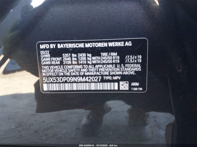 2022 BMW X3 5UX53DP09N9M42027 Photo 8