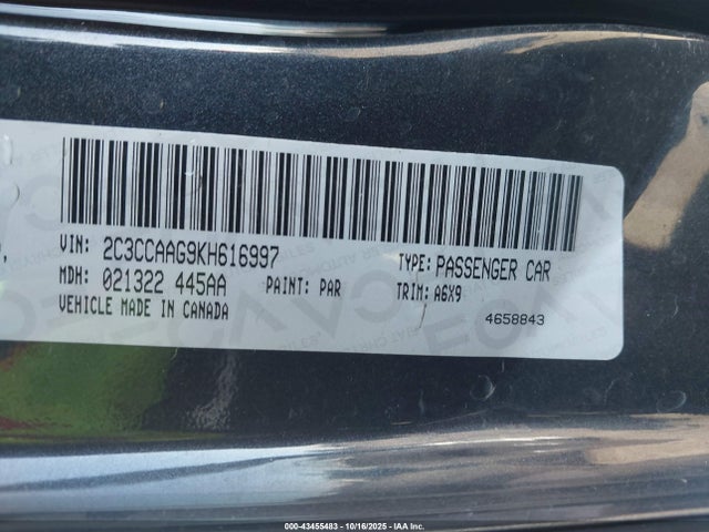 Aukcja sprzedaży 2019 Chrysler 300 Touring L, vin: 2C3CCAAG9KH616997, numer aukcji: 43455483
