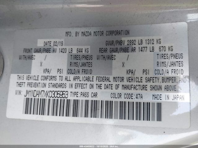 2019 MAZDA MX-5 MIATA RF JM1NDAM7XK0305953 Photo 8