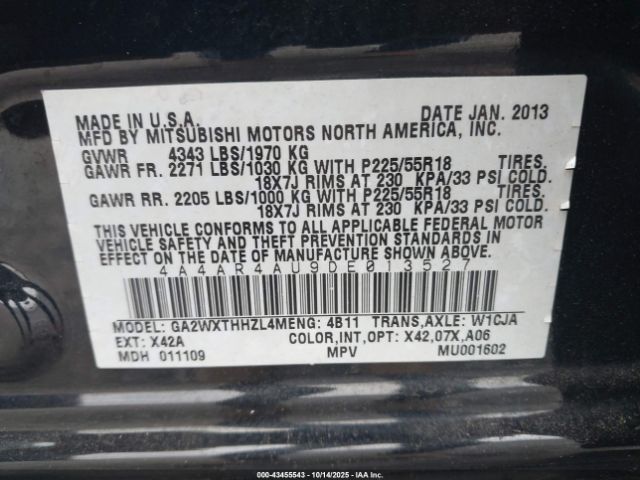 2013 MITSUBISHI OUTLANDER SPORT 4A4AR4AU9DE013527 Photo 8