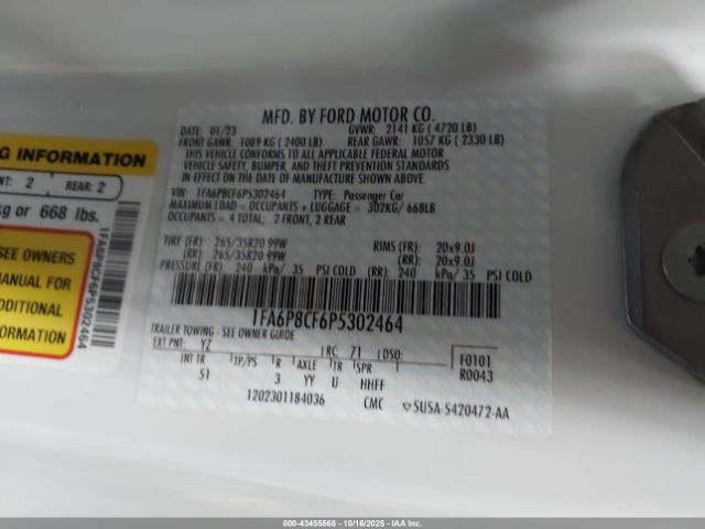 2023 FORD MUSTANG 1FA6P8CF6P5302464 Photo 8