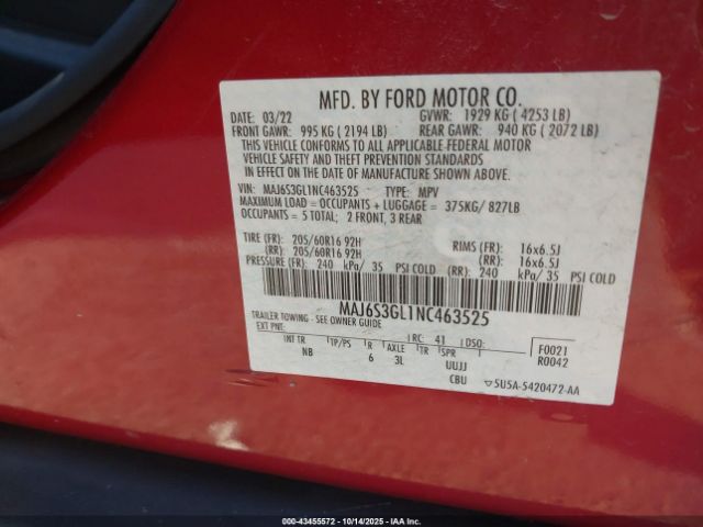 2022 FORD ECOSPORT MAJ6S3GL1NC463525 Photo 8