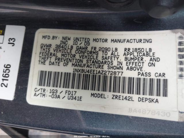 2010 TOYOTA COROLLA 1NXBU4EE1AZ272877 Photo 8