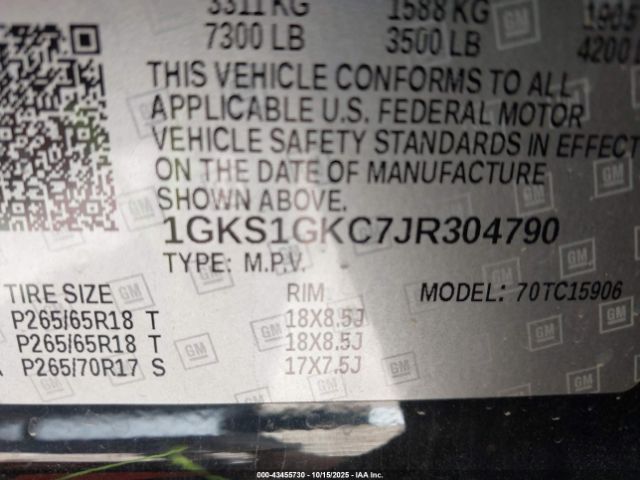 2018 GMC YUKON XL 1GKS1GKC7JR304790 Photo 8