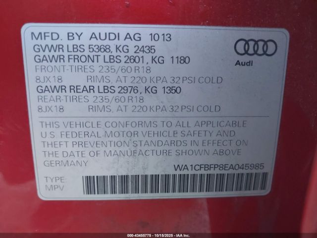 2014 AUDI Q5 WA1CFBFP8EA045985 Photo 8