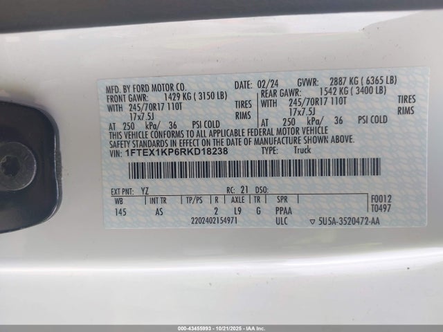 1FTEX1KP6RKD18238 Ford F-150 Xl