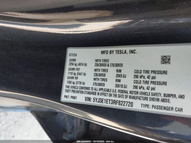 2024 TESLA MODEL 3 5YJ3E1ET3RF822720 Photo 8