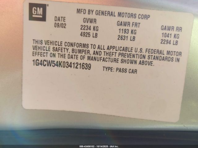 2003 BUICK PARK AVENUE 1G4CW54K034121639 Photo 8