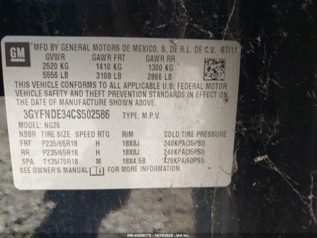 2012 CADILLAC SRX 3GYFNDE34CS502586 Photo 8