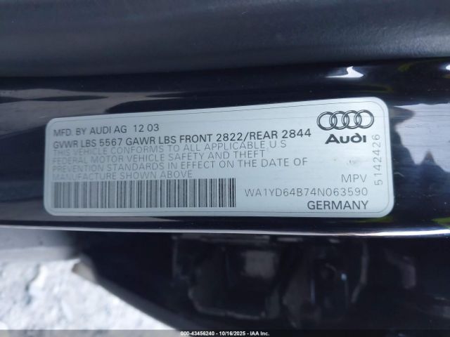 2004 AUDI ALLROAD WA1YD64B74N063590 Photo 8
