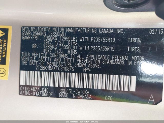 2015 LEXUS RX 350 2T2BK1BAXFC310875 Photo 8