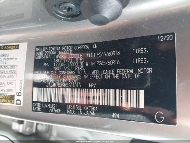 2021 LEXUS GX 460 JTJAM7BX9M5281815 Photo 8