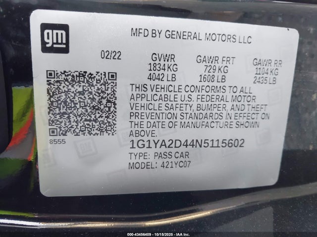 2022 CHEVROLET CORVETTE STINGRAY 1G1YA2D44N5115602 Photo 8