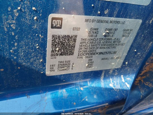 2022 CHEVROLET SILVERADO 1500 1GCPDBEK9NZ575158 Photo 8