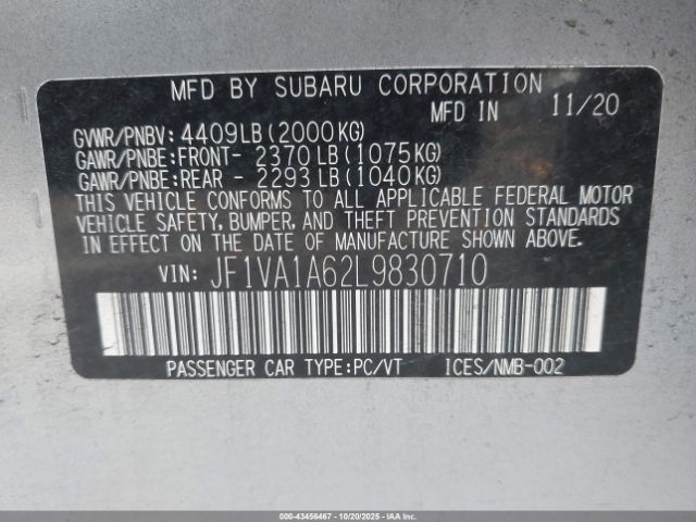 2020 SUBARU WRX JF1VA1A62L9830710 Photo 8