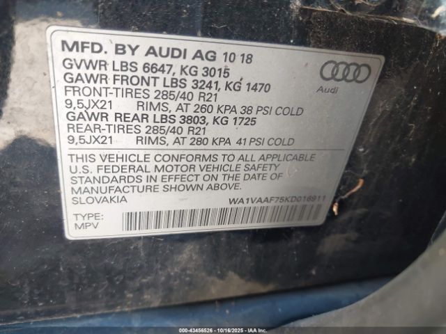 2019 AUDI Q7 WA1VAAF75KD016911 Photo 8