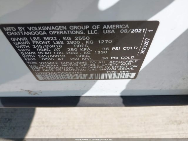 2021 VOLKSWAGEN ATLAS 1V2DP2CA7MC603155 Photo 8