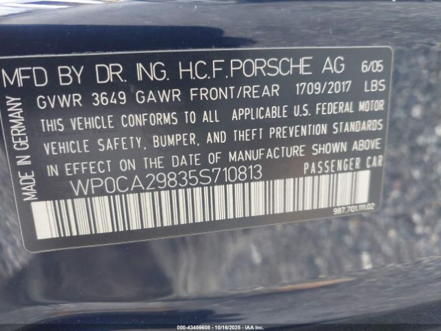 2005 PORSCHE BOXSTER WP0CA29835S710813 Photo 8