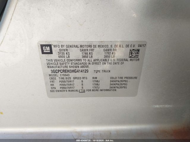 2017 CHEVROLET SILVERADO 1500 3GCPCREH3HG414129 Photo 8