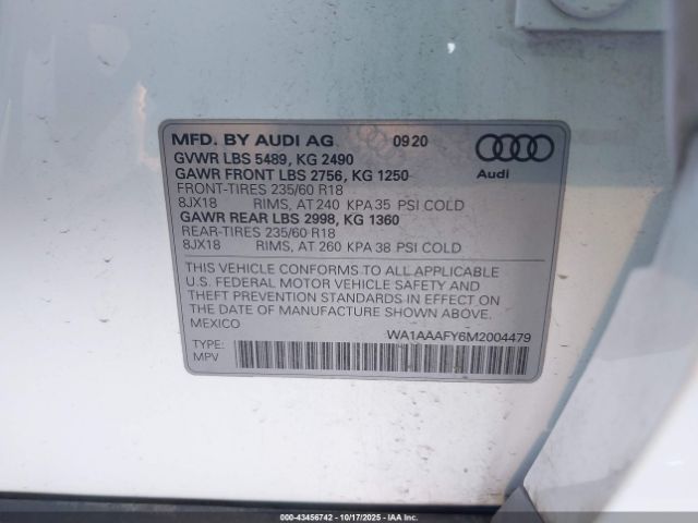 2021 AUDI Q5 WA1AAAFY6M2004479 Photo 8