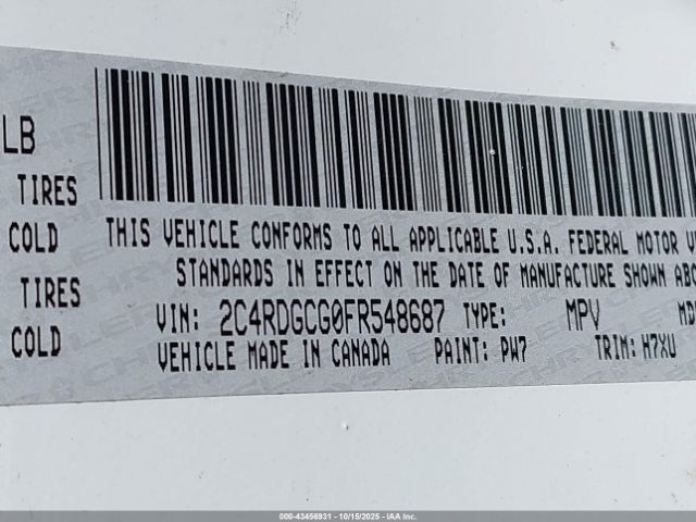 2015 DODGE GRAND CARAVAN 2C4RDGCG0FR548687 Photo 8