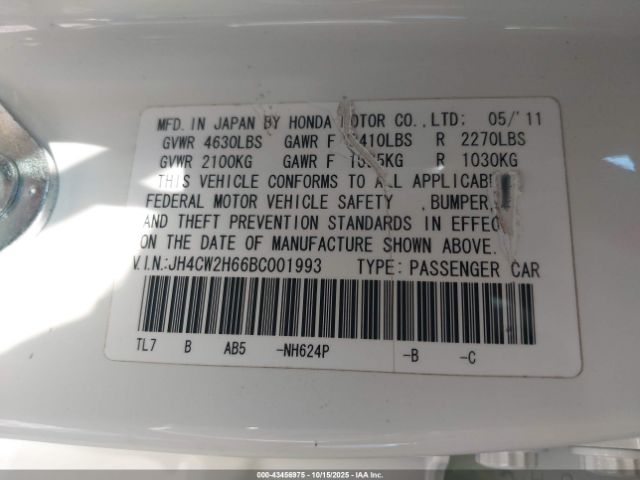 2011 ACURA TSX JH4CW2H66BC001993 Photo 8