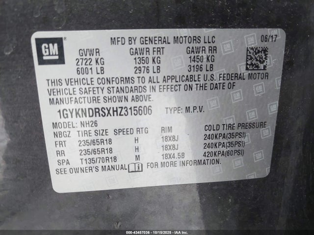 2017 CADILLAC XT5 1GYKNDRSXHZ315606 Photo 8