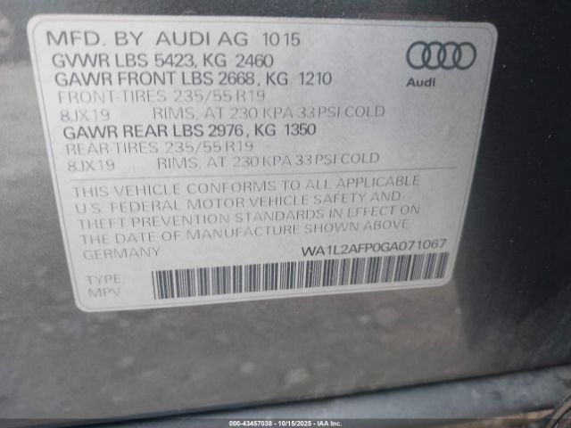 2016 AUDI Q5 WA1L2AFP0GA071067 Photo 8