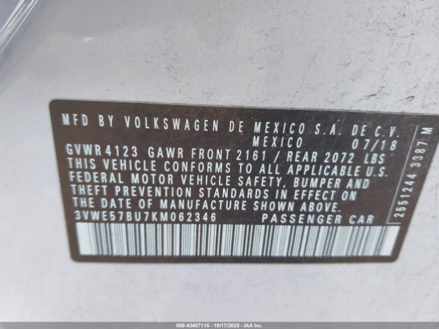 2019 VOLKSWAGEN JETTA 3VWE57BU7KM062346 Photo 8